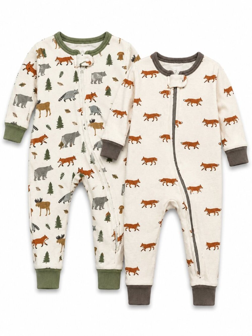 Woodland Baby Zip Sleeper Bundle 2-Pack Fox & Forest Footie Pajamas - Picture 1 of 1